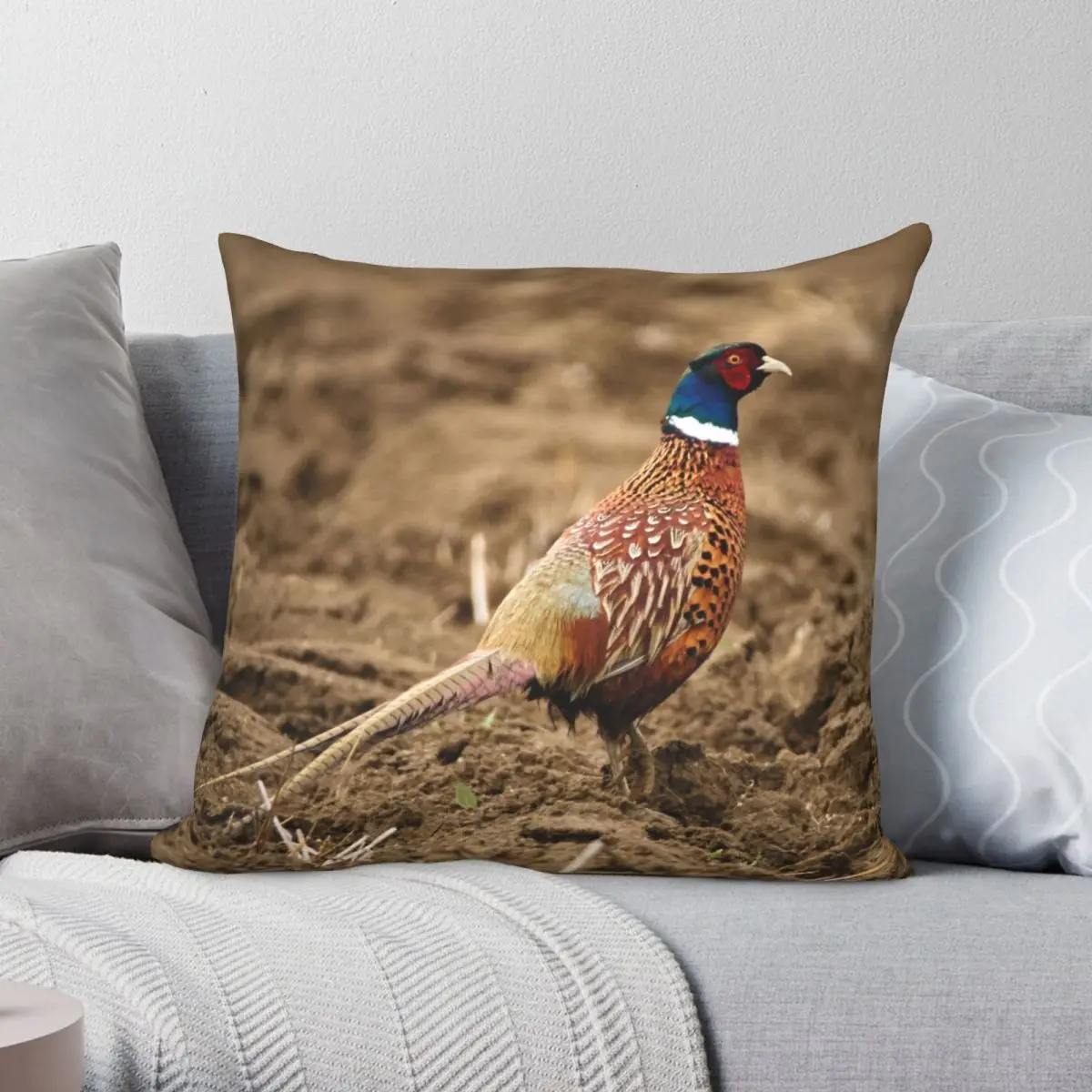 

Pheasant Pillowcase Polyester Linen Velvet Creative Zip Decor Pillow Case Home Cushion Cover