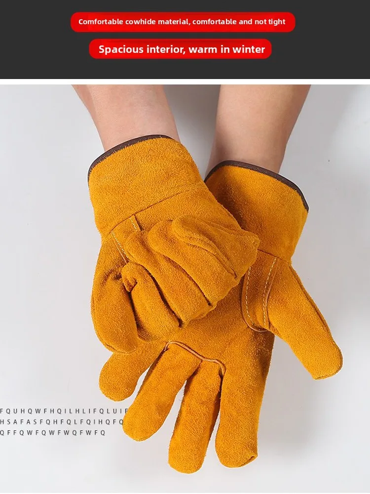 Durable ort Cowhide  Welding Gloves Heat Resistant Welding Gloves Protective Labor Gloves for Outdoor Work