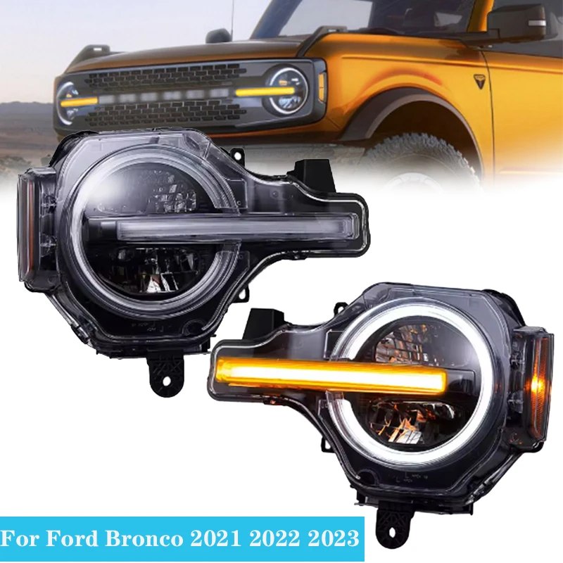 

With DRL LED Headlight for Bronco 2021 2022 2023