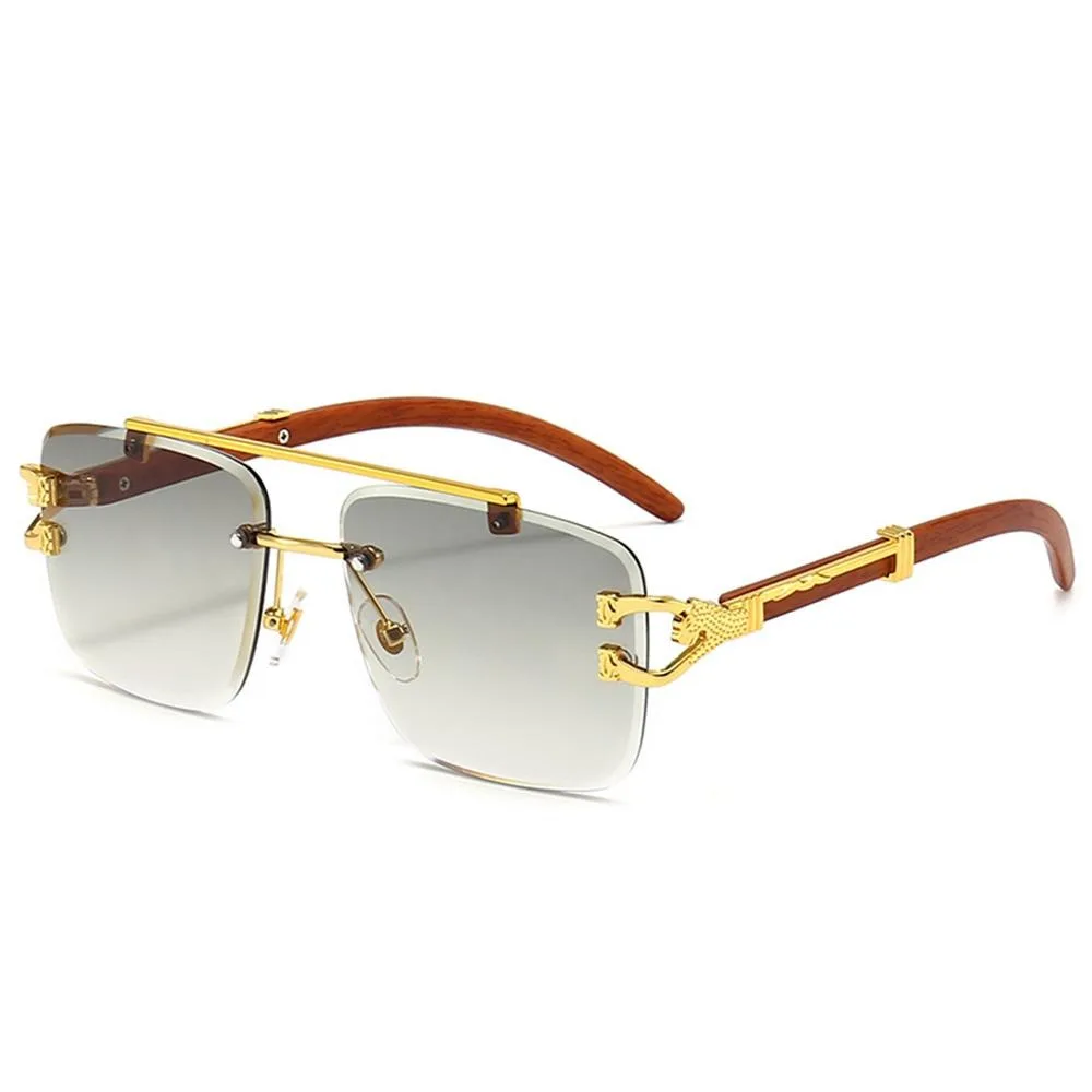 Fashion Rimless Designer Square Double Bridge Sun Glasses Vintage Women Men Sunglasses Gradient UV400 Eyeglasses Shades 2025