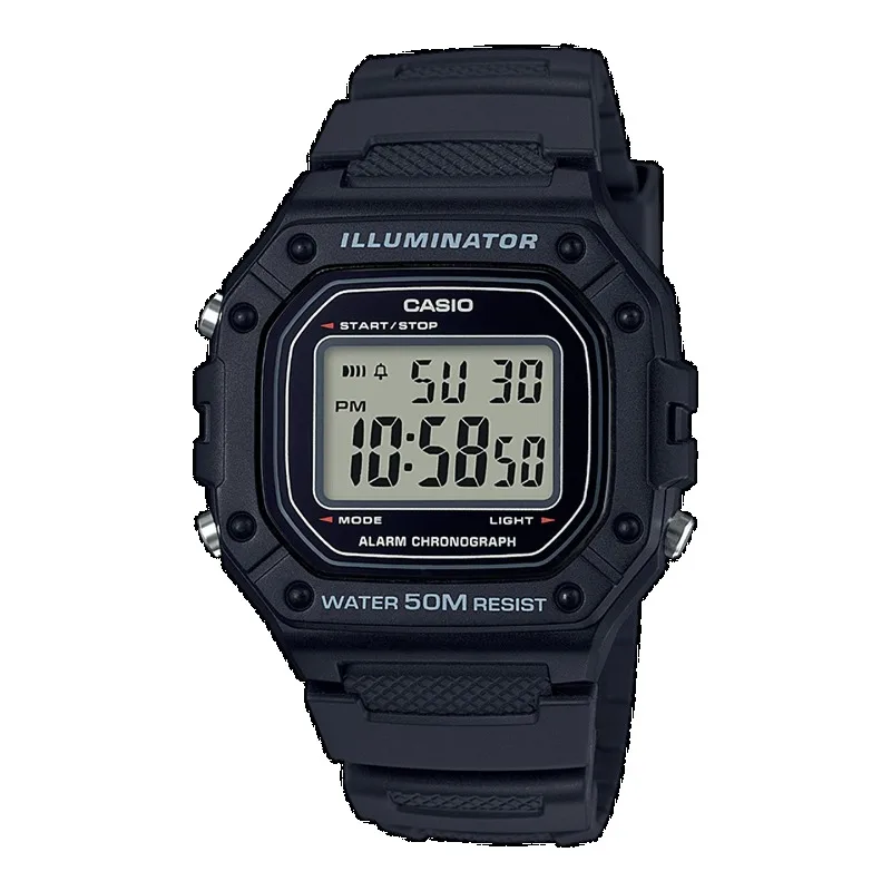 Casio W-218H-1A Waterproof Digital Sports Watch Retro Multifunctional Small Square Couple Matching Watch