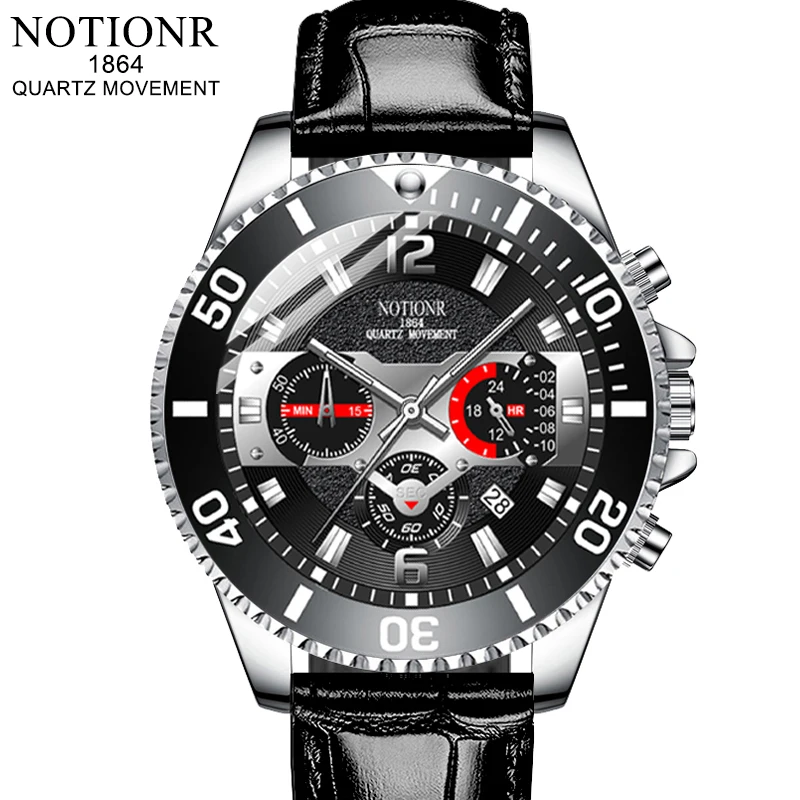 

NOTIONR Mens Watches Men Luxury Waterproof Quartz Wrist Watch Luminous Clock Man Business Leather Watch relogio masculino