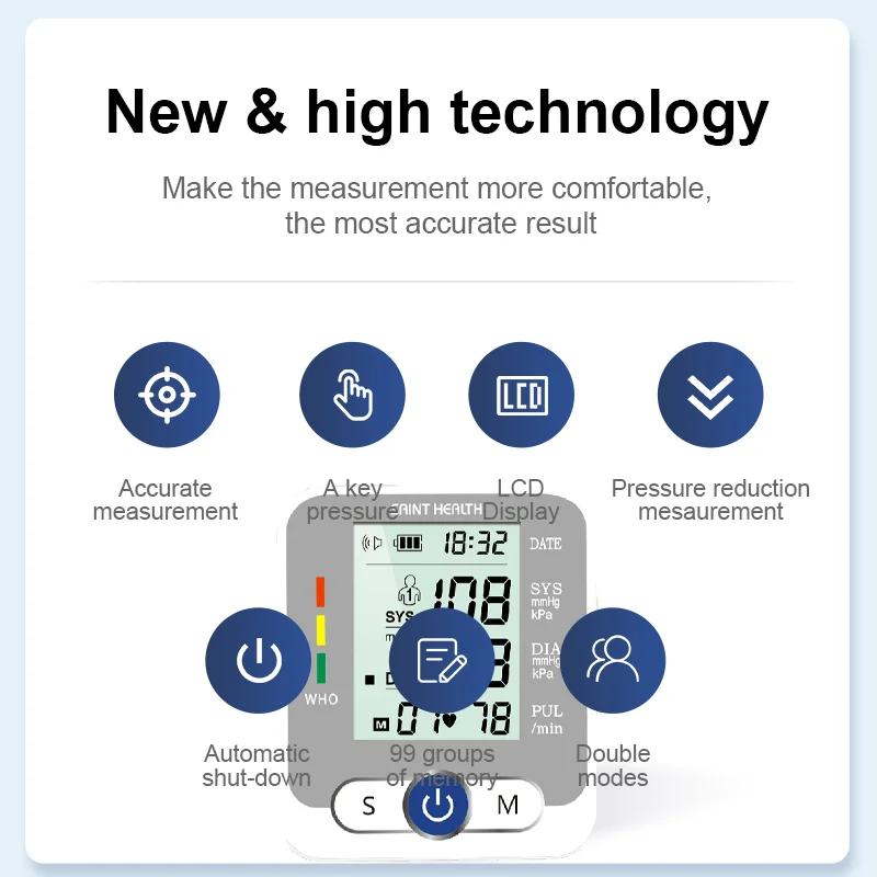 Monitor de presión arterial Digital, tonómetro automático de muñeca con Chip alemán para medir la frecuencia cardíaca, cuidado de la voz rusa, nuevo