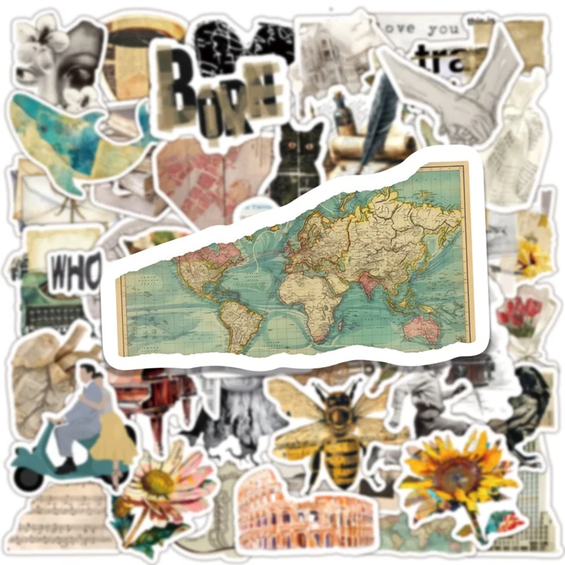 10/30/50 قطعة خمر الفني لزجة PVC ملصق الجمالية القرطاسية DIY بها بنفسك الديكور سكرابوكينغ الأطفال اللوازم المدرسية #4