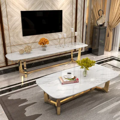oo-Nordic Marble Light Luxury Coffee Table Simple Modern Small Apartment Living Room European Style TV Cabinet Long Table