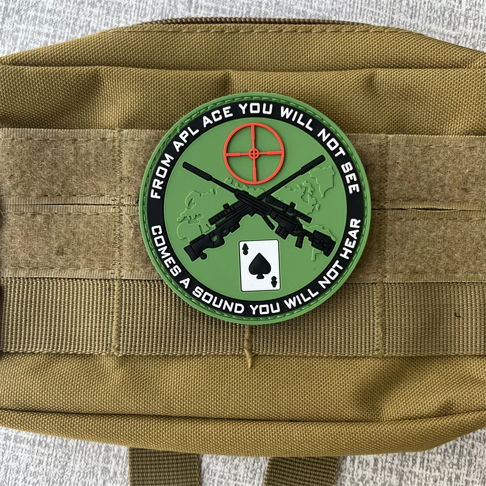 Penembak jitu Ace kartu senjata Patch PVC Morale lencana taktis Hook & Loop Patch militer UAV Armband stiker dekoratif untuk ransel topi