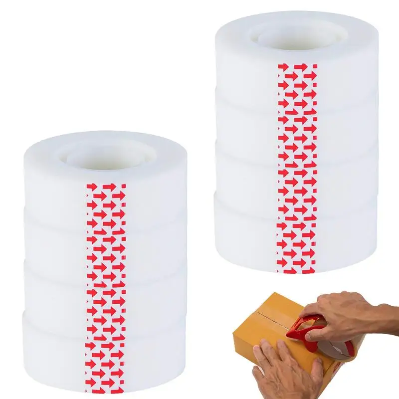 Transparent Tape Paper Packaging Sealing Tape Logistics Packaging Sealing Adhesive Paper Sealing Cartons 8Roll 1.8mmx25M