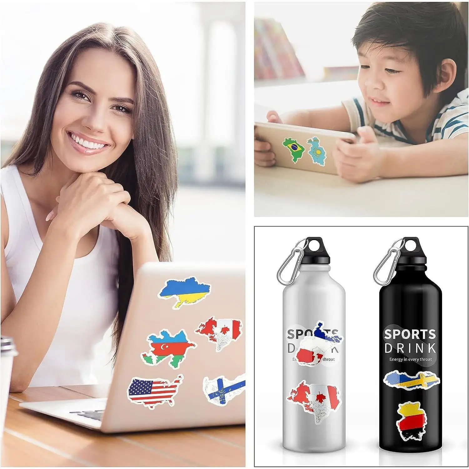 Adesivo decorativo impermeabile per valigia con mappa del paese da 50 pezzi