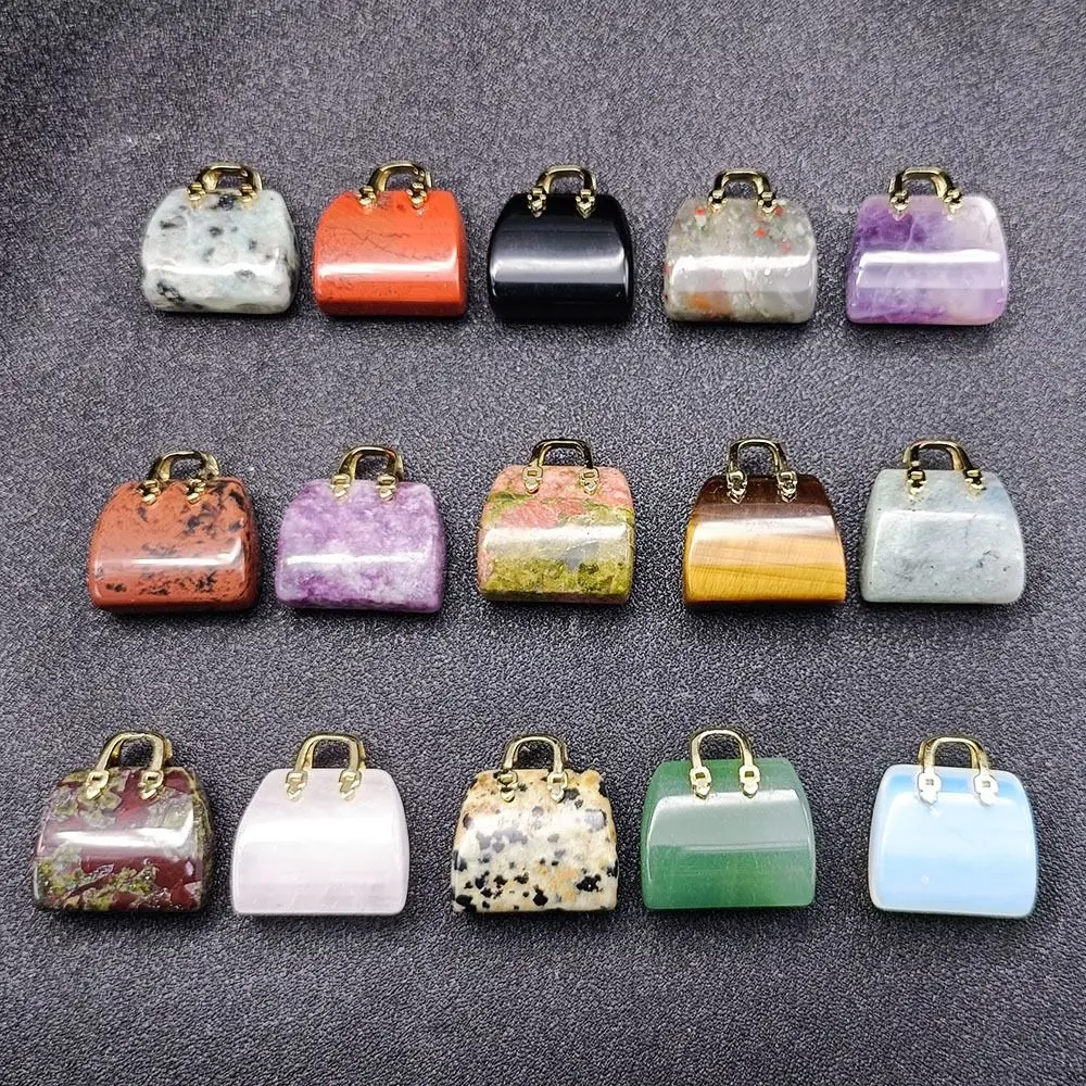 

Mini Creative Reiki Energy Home Decoration Quartz Crystal Room Healing Crystal Stone Bag Crystal Bag Handbag Pendant