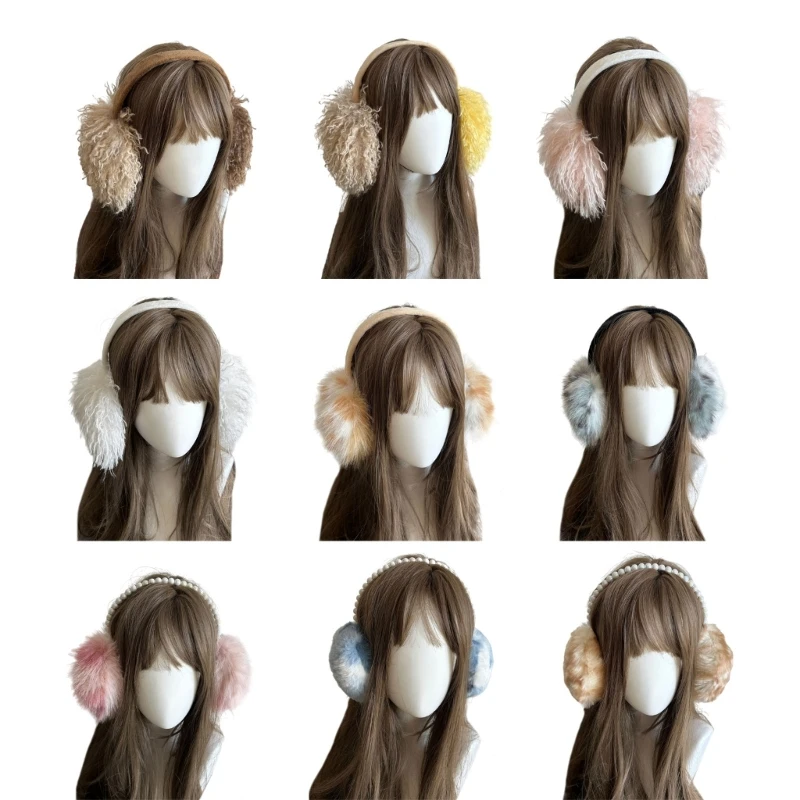 Girl Ear Muffs Fashionable Collapsible Plush Subculture for Skiing Keep Warm