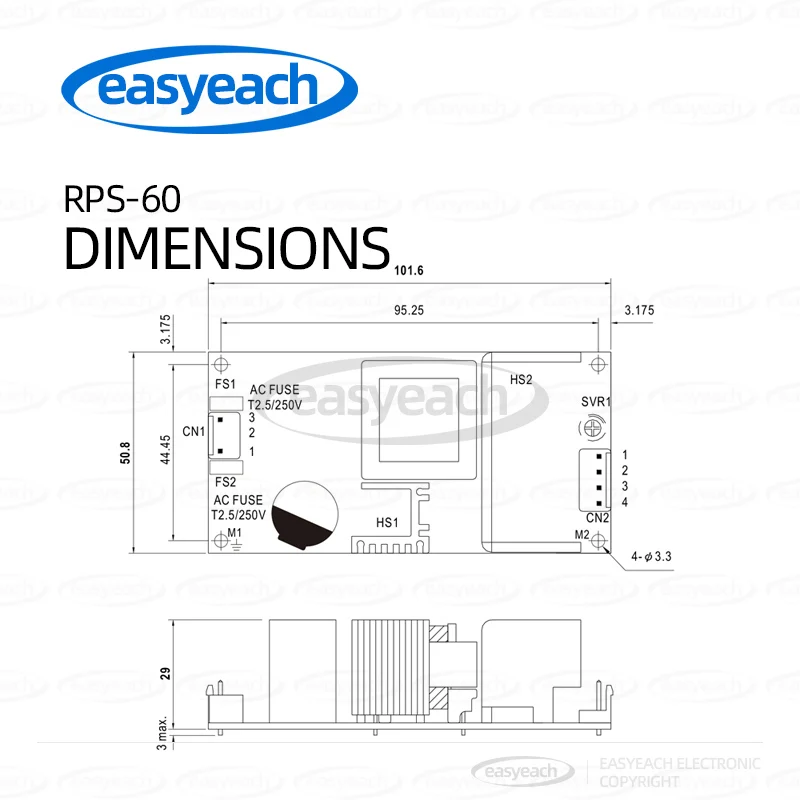 MEAN WELL RPS-60 Switching Power Supply 24V 12V 5V Medical PCB Type 48V15V3.3V Low Leakage Current MPS
