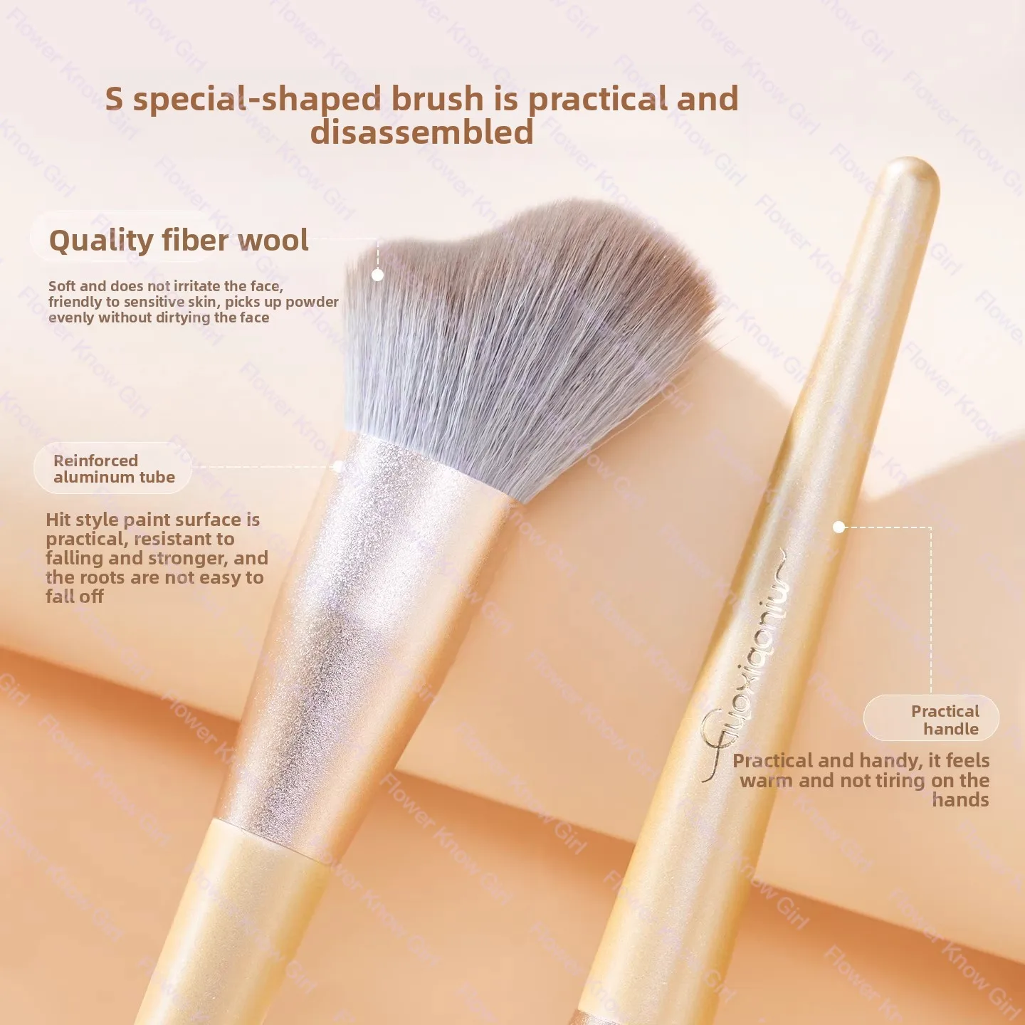 Guo Xiaoniu special-shaped contour brush 3D wave makeup brush face contour nose shadow highlight shadow gilded makeup tool