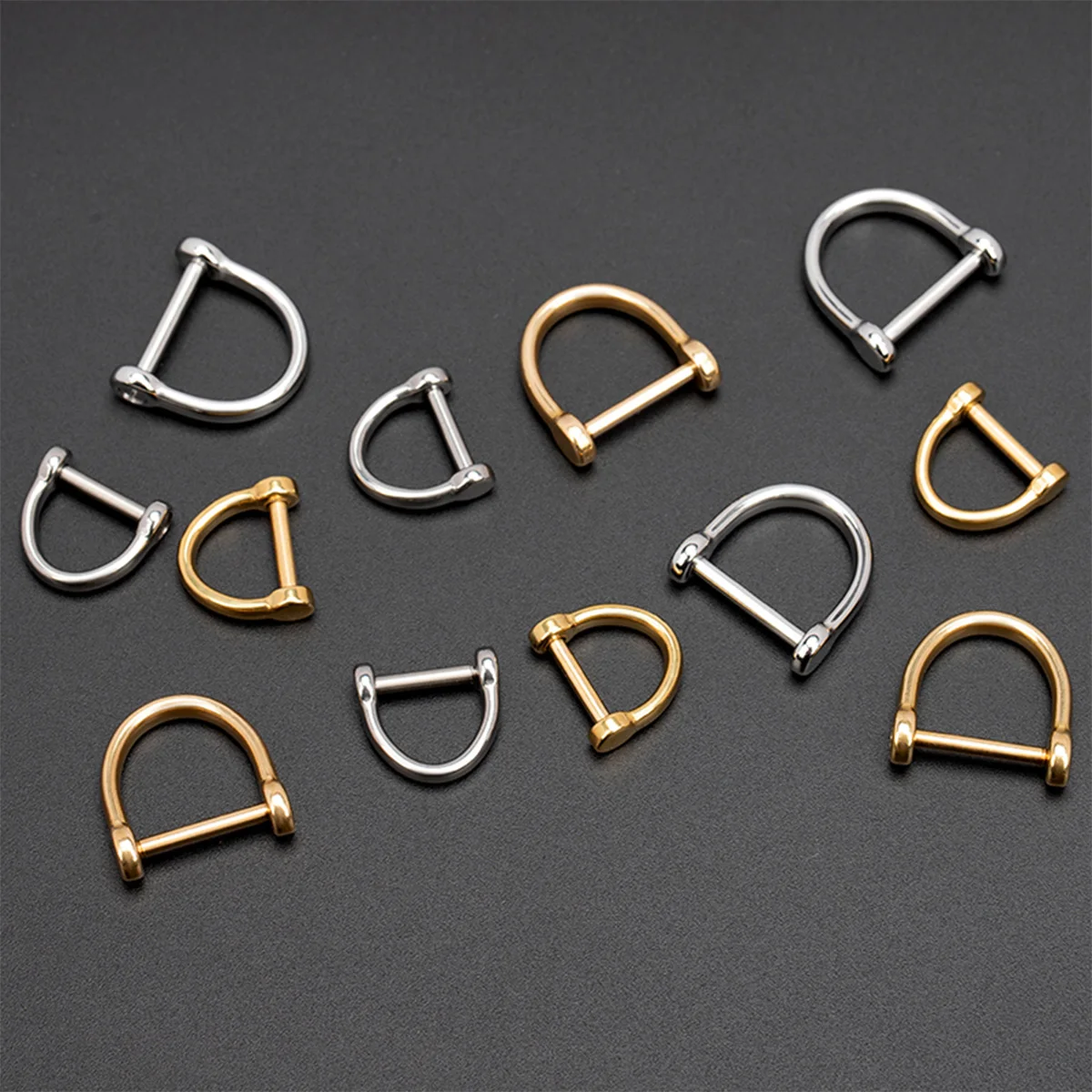 Brass / Stainless Steel Horseshoe Chain Car Keychain d-Shaped Ring DIY Male And Female Pendant Metal Accessories