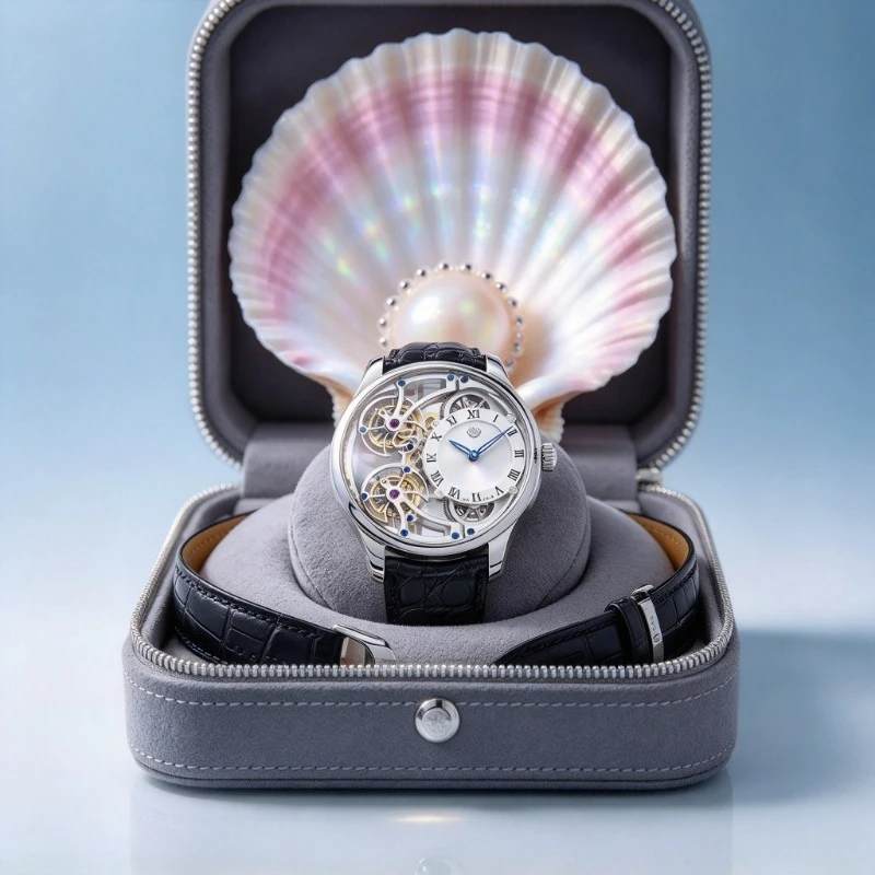 China Sakura YINGHUA Forward and Reverse Double Tourbillon Flying Suspension Watch Men's Luminous Mechanical Watch Steel