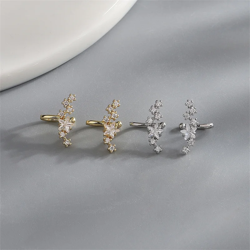 No Piercing Ear Cuff Satr Earrings For Women 1PC Silver Color Crystal Earclip Orbital Non Pierced Earing Fashion Jewelry