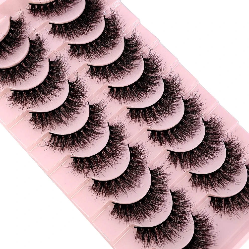 新しい 10 ペア 3D フェイクミンクつけまつげナチュラルロングメイク 3d ミンクふわふわナチュラルアイまつげエクステンション