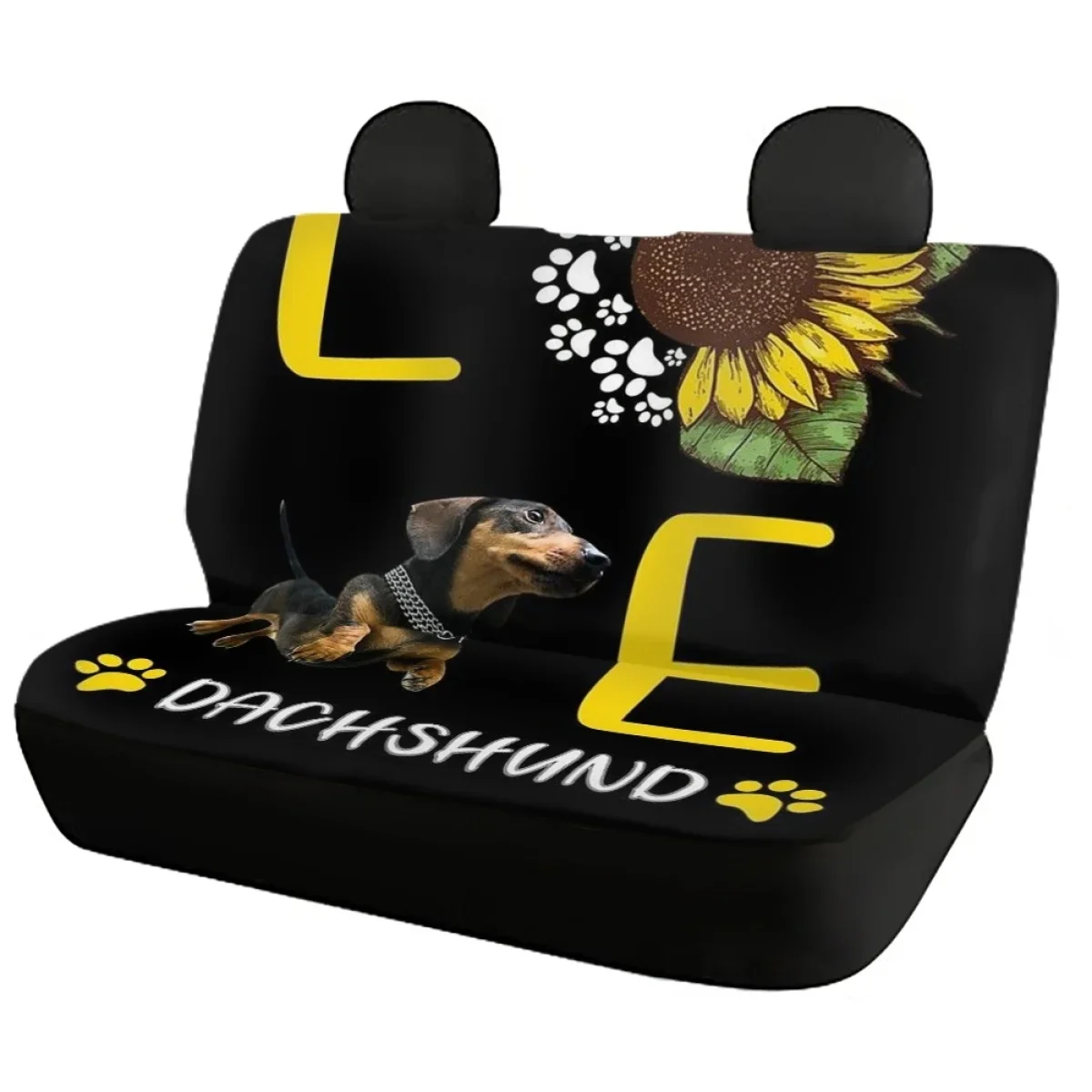 غطاء مقعد السيارة الأمامي والخلفي للنساء مع غطاء مقعد السيارة عباد الشمس، مجموعة عالمية من 4 قطع لإكسسوارات السيارات لشاحنات الشاحنات