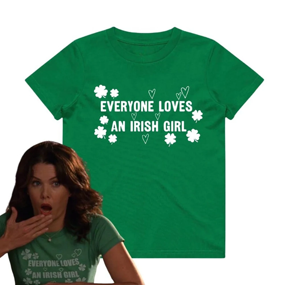 Tutti adorano una ragazza irlandese T-shirt Lorelai Gilmore Camicia ispirata Gilmore Girls St Patricks Day Tee Vintage Women Lucky Tshirt
