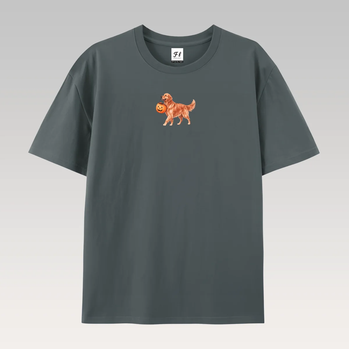 Cute Golden Retriever Halloween T-Shirt Goldie Dog Holding Pumpkin Bucket Tee Fall Autumn Dog Lover Gift, Trick Or Treat Unis