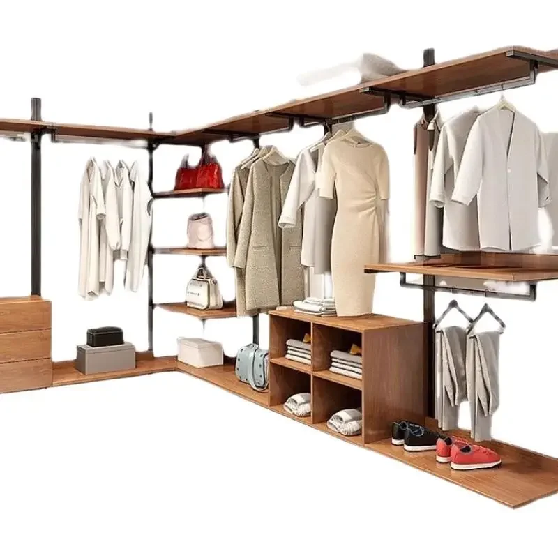 Wardrobe Cloakroom Shelf Clothing Store Hanging Metal Hanger Bedroom Walk-in Wrought Iron Hanging Cross-border