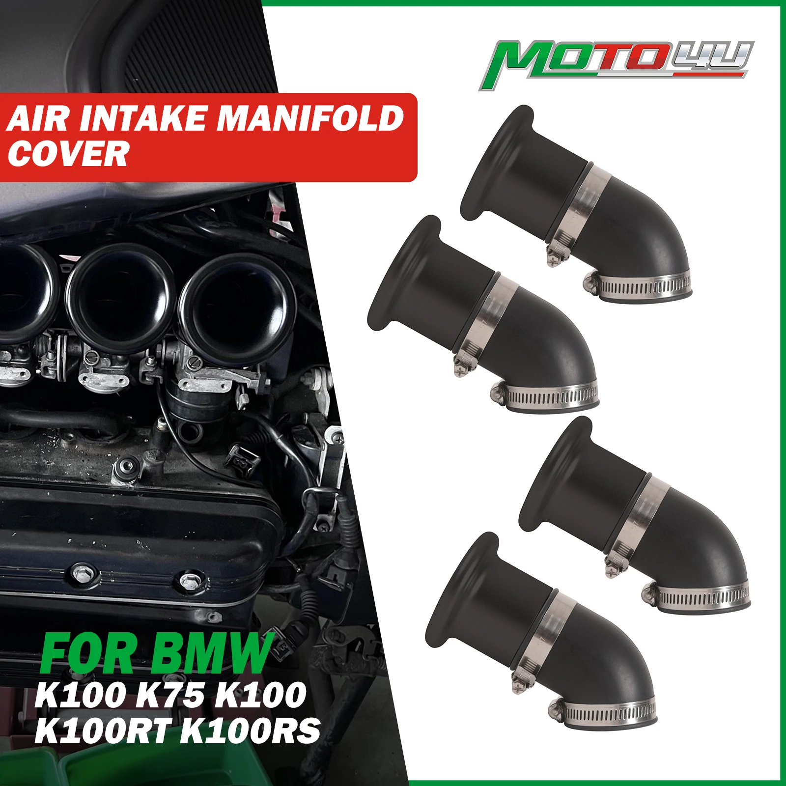 

4PCS Air Intake Manifold Cover With Filter Screen Motorcycle Accessories Custom Cafe Racer For BMW K100 K75 K100 K100RT K100RS