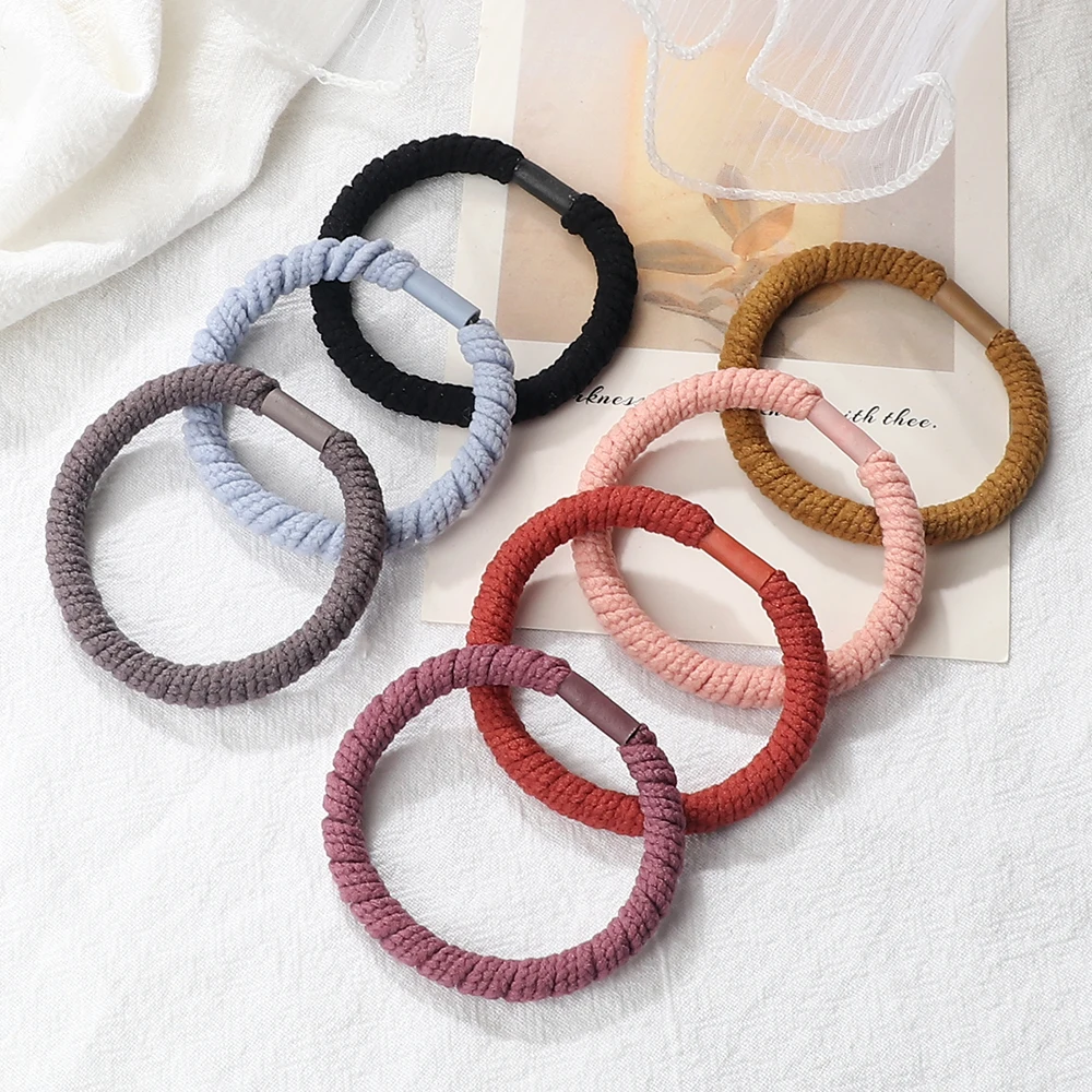 7PCS/Lot Basic Solid Color Hair Bands Simple Elastic Hair Tie for Women Girls Fashion Hair Accessories Ponytail Holder Wholesale