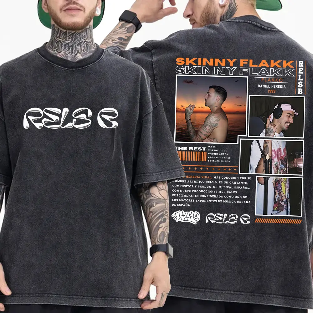 

Rapper RELS B Skinny Flakk Album Vintage Washed T-shirt Men's Women Clothing Fashion Hip Hop T-shirts Cotton Oversized T Shirts