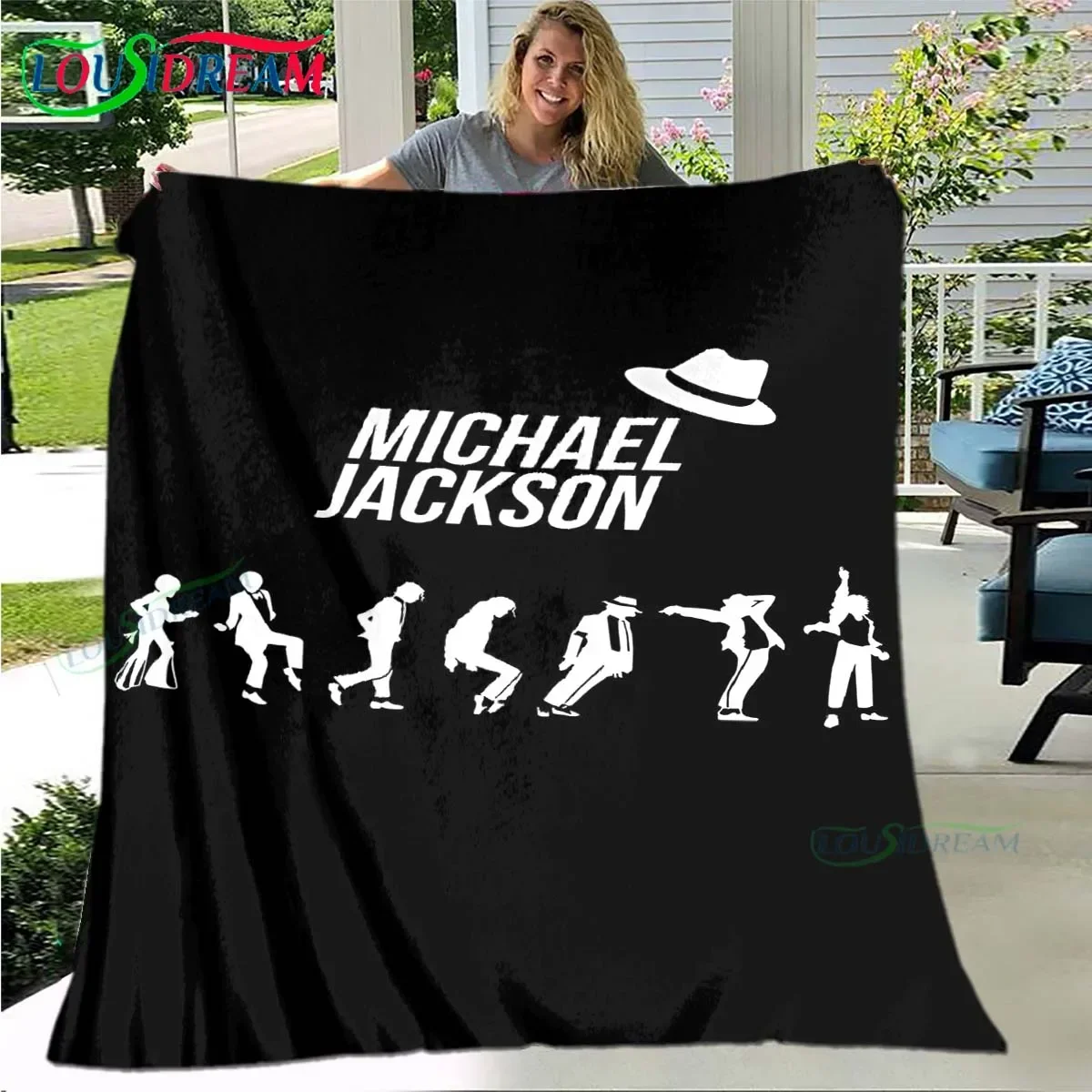 

Fashion Singer M-Michael-Jackson Pattern Blanket Flannel Thin Blanket Portable Home Travel Office Lunch Break Blanket Gift