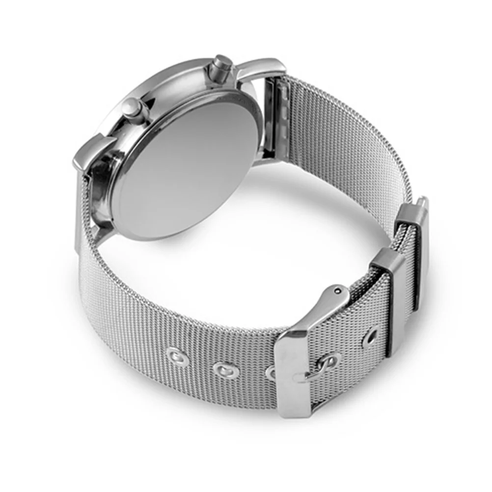 

Waterproof Creative Stainless Steel LED Watch Round Case Ball-Bearing Blue Light Digital Wrist Watch Electronic Timepiece