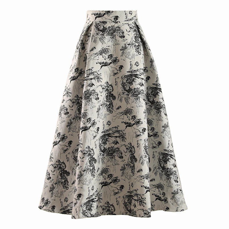 

Весенне-осенняя новая женская полуюбка, утягивающая трапециевидная версия с высокой талией, темпераментная большая распашная юбка