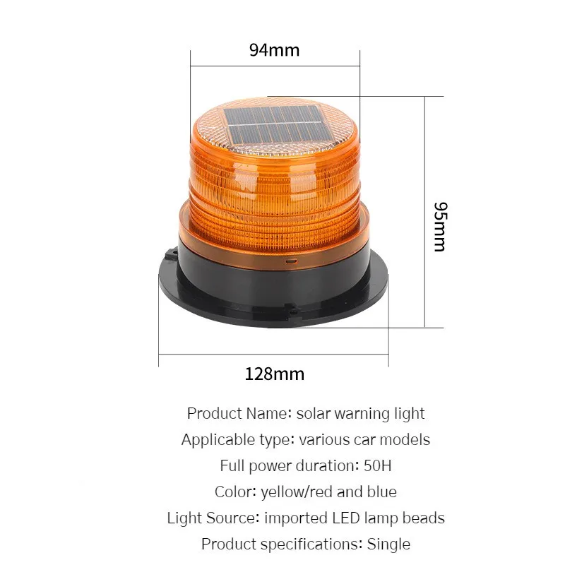 Car Solar Flash Engineering Light Blinking at Night Warning Vehicle Alarm LED High Magnetic Suction Roof Light for Vehicles