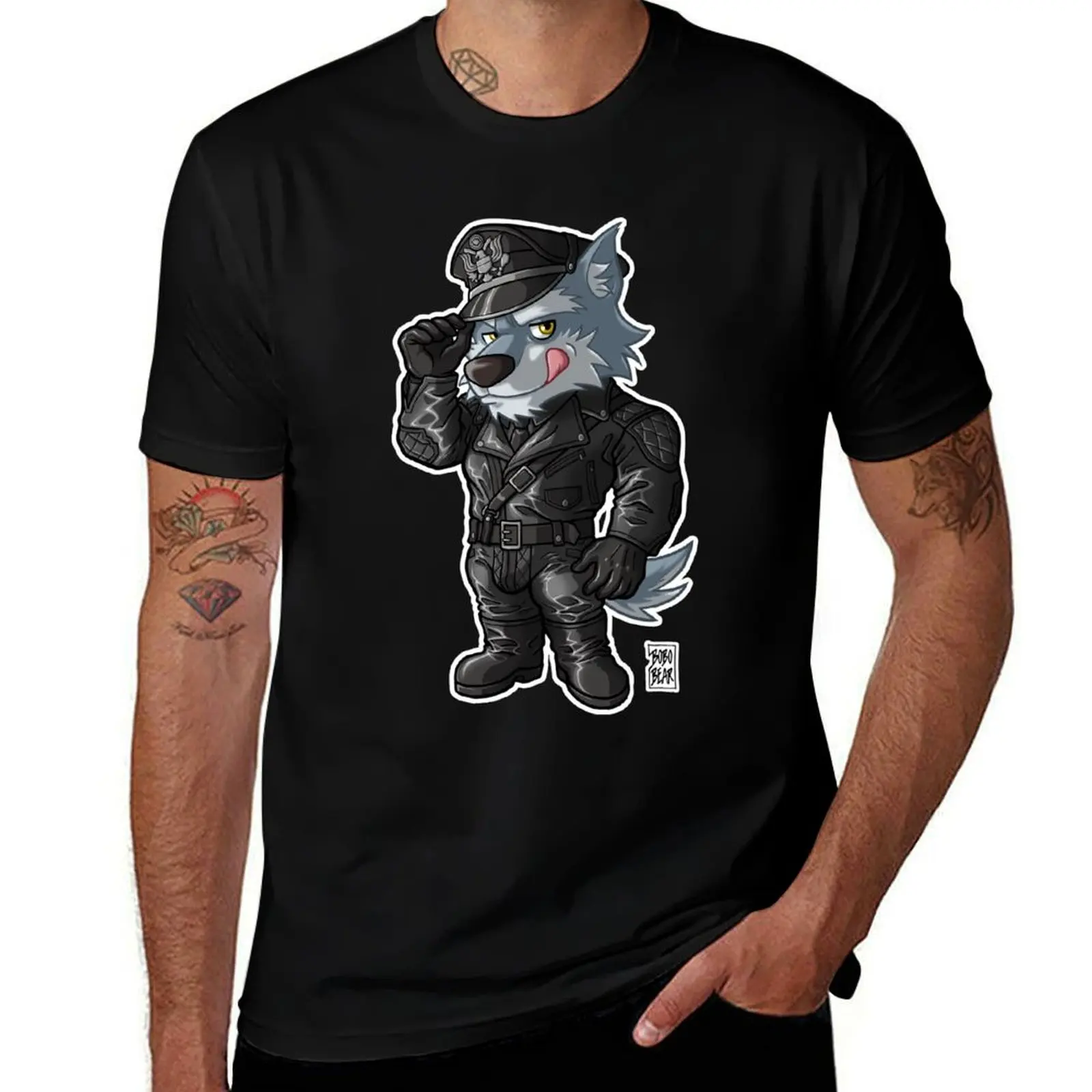 

LEATHER WOLF - BEARZOO SERIES T-Shirt boys animal print man t shirt mens graphic t-shirts funny