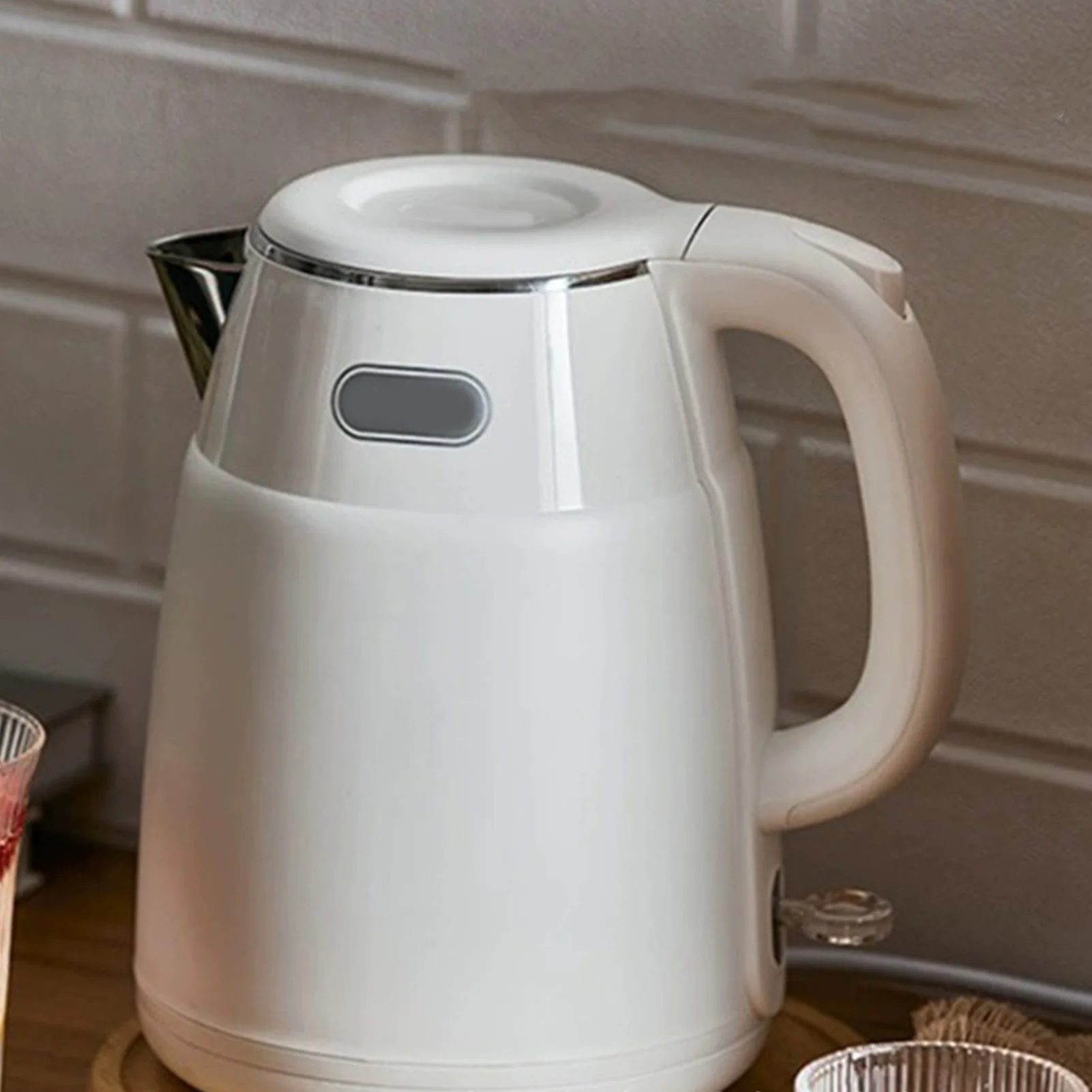 غلاية كهربائية 1.5L سعة كبيرة مزدوجة الطبقات إيقاف تلقائي غلاية الماء الساخن براد شاي وعاء داخلي من الفولاذ المقاوم للصدأ