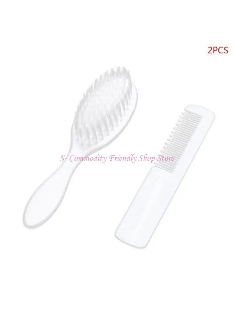 

85AE 2 Pcs Baby Hair Brush Comb Set for Newborns Toddlers Infant Safety Scalp Massage Nursing Supply