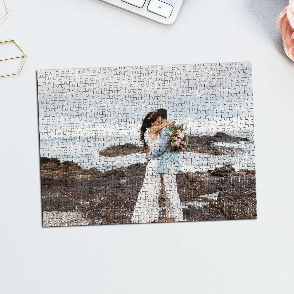 35/300/500/1000pcs Personalized Custom Photo Beach Couple Scenery Puzzle Customized Puzzle Will Be A Unique Gift Room Decoration