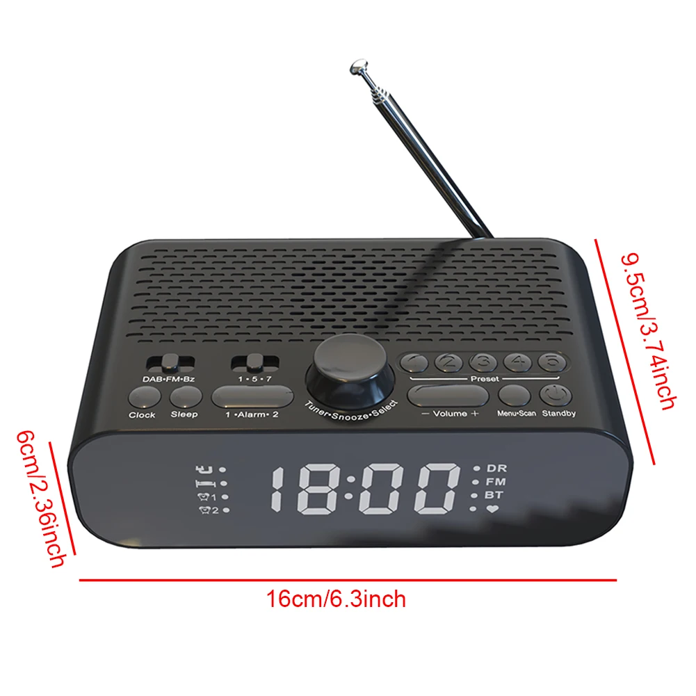 راديو DAB FM محمول BT راديو رقمي بطارية قابلة للشحن تعمل راديو منبه رقمي راديو للمنزل في الهواء الطلق هدية