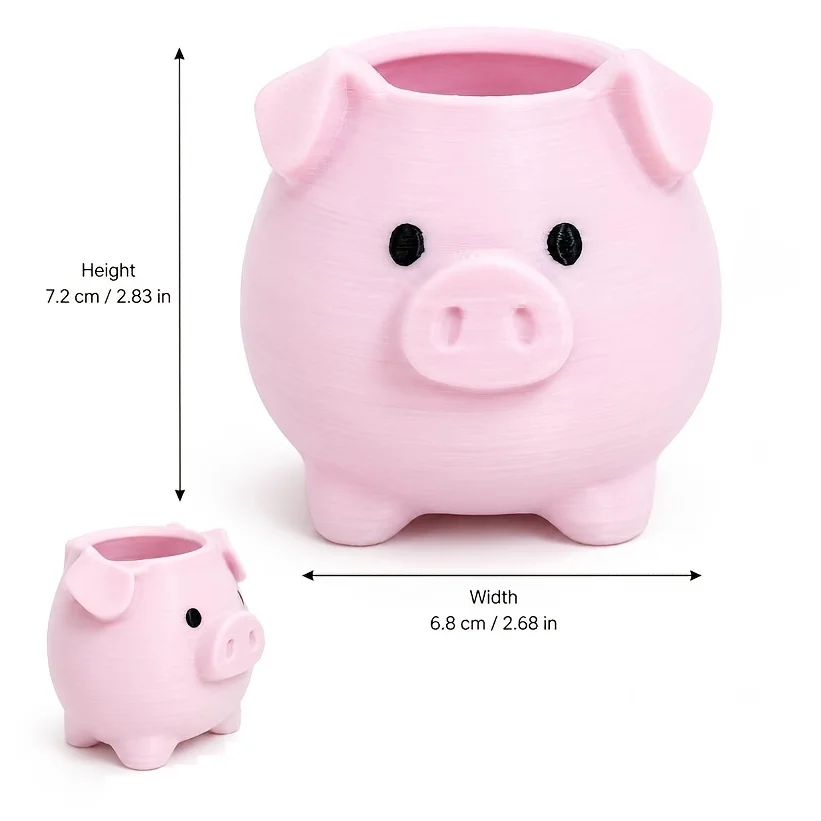 1-Piece Pink Cute Pig-Shaped Storage Bin, 3D Printed Cute Pink Pig Multi-Functional Storage Container, Creative Multi-Functional Desktop Storage Bin, Modern Pink Room Decoration, Desktop Anti-Fall Multi-Purpose Organiz