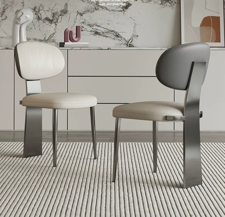

Light Luxury Stainless Steel Dining Chair Modern Minimalist Home 2023 New Hotel Chair Designer Model Room Restaurant Chair