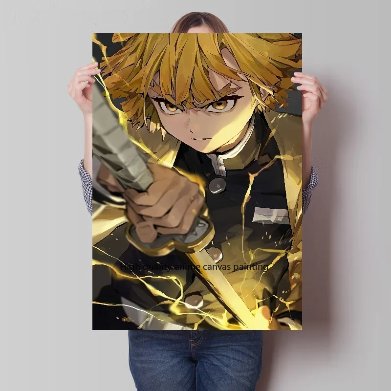 Classic Anime Demon Slayer Figure Agatsuma Zenitsu Wall Art Home Decor Bar Cafe Nursery Kids Room Posters Canvas Painting