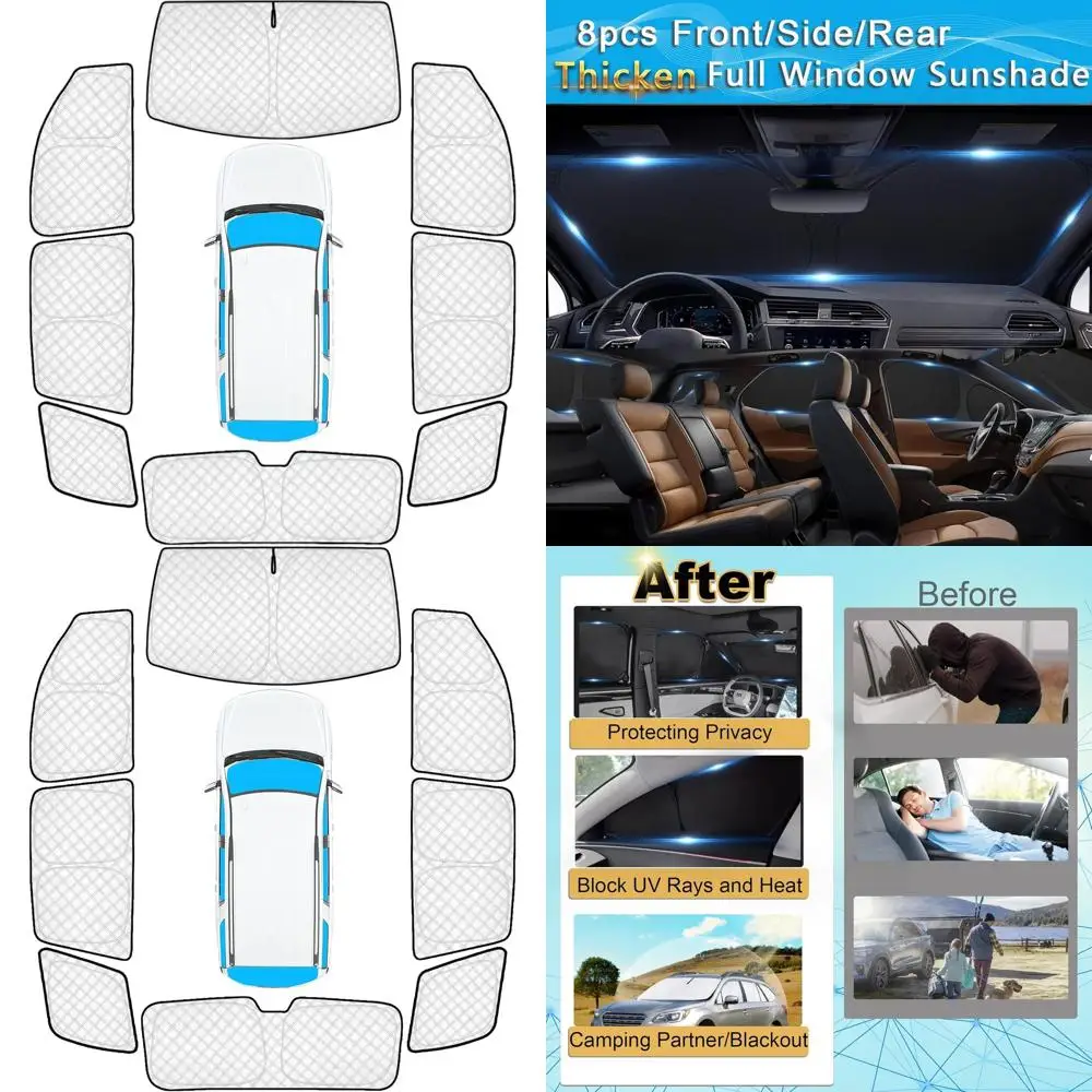 

Chevy Tahoe 2015-2020 Sunshades, 8-Piece Set for Full Coverage, UV Protection & Privacy