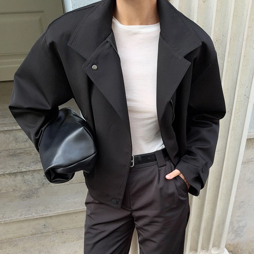 

Linad элегантные черные куртки на молнии для женщин, уличные шикарные пальто с воротником-стойкой, осень 202, повседневная верхняя одежда с длинными рукавами и пуговицами