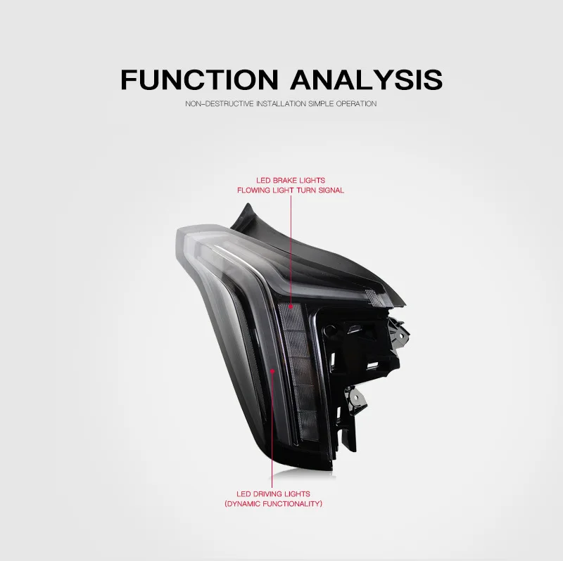Suitable For Cadillac CT5 Tail Light Assembly Modified LED Racing Lights, Brake Lights, Running Water Turn Signals, A Pair