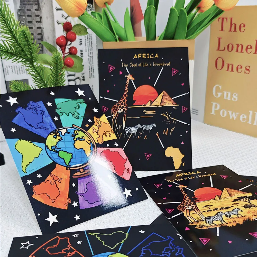 Creative Global Travel Stamp Collection Colorful DIY Scratch Painting Graffiti Scratch Book