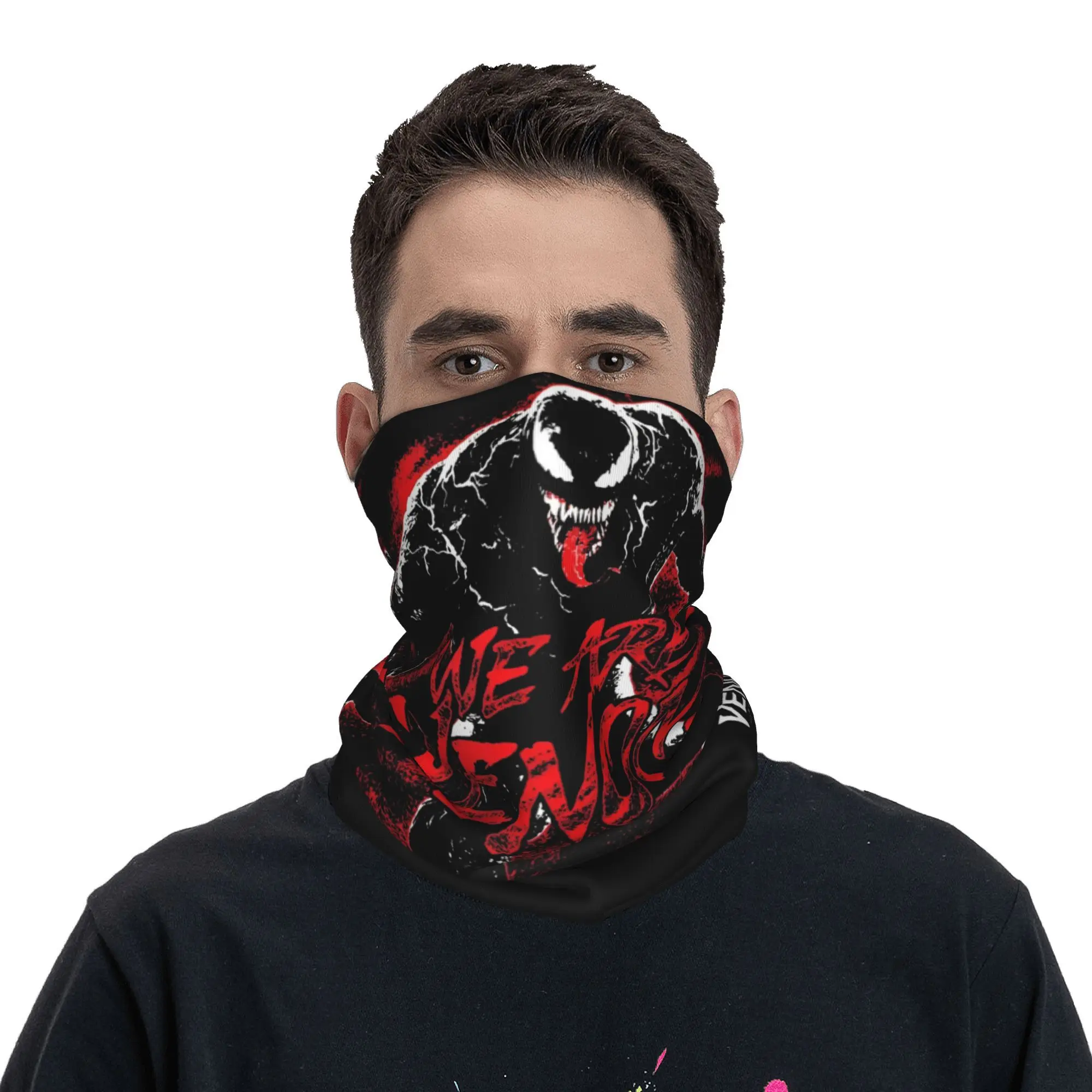 Venom Let There Be Carnage We Are Venom Red Splash Bandana Neck Gaiter Wrap Scarf Warm Cycling Scarf Cycling for Men Adult