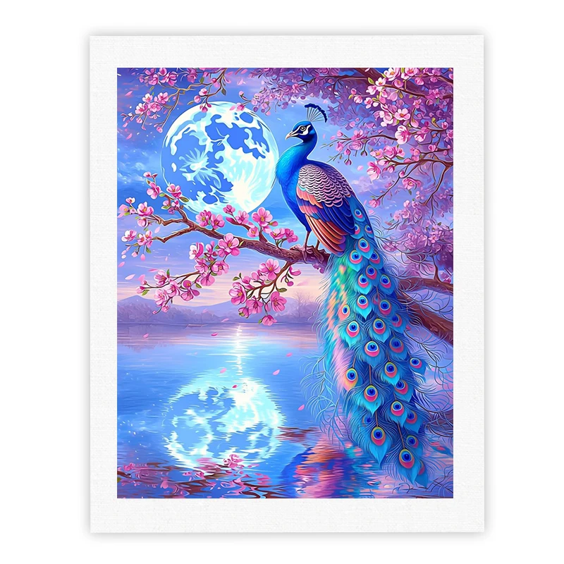 

CHENISTORY Oil Painting By Number Moon Peacock Drawing On Canvas Hand Painted Art DIY Pictures By Numbers Kits Home Decor