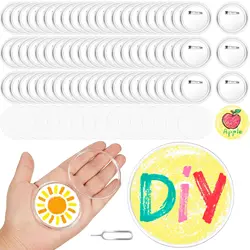50 Pack 25-79mm Design a Button Clear Acrylic Button Badges Kit with Pins for DIY Crafts and Christmas Craft Activities