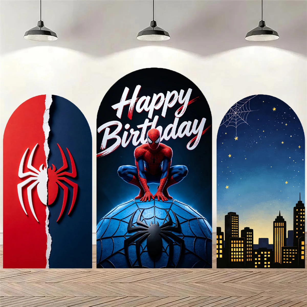 Marvel Theme New Spider-Man Arch Backdrop Cover City Spider Web Children Boy Birthday Party Baby Shower Flexible Decorative Prop