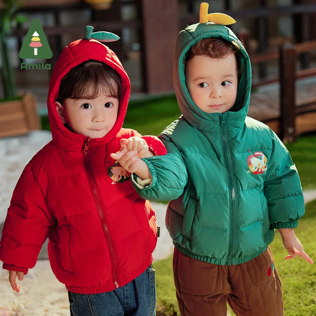 Amila Baby Children Down Jacket 2024 Winter New Multicolour Fleecing Reversible Cute Cosy Warm Baby Clothing