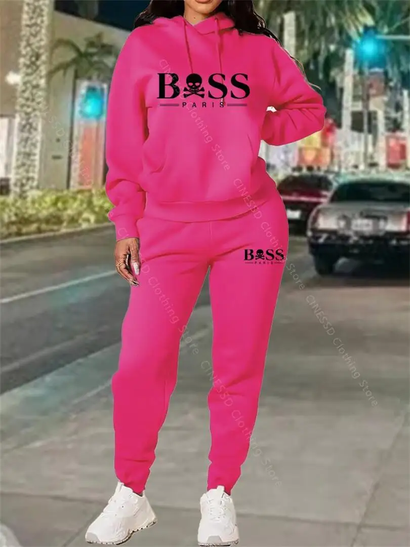 Women's Tracksuit Hoodies and Pants Outfits Suit Autumn Winter Aesthetic Designer Luxury Sportswear Clothing Women's Pants Sets