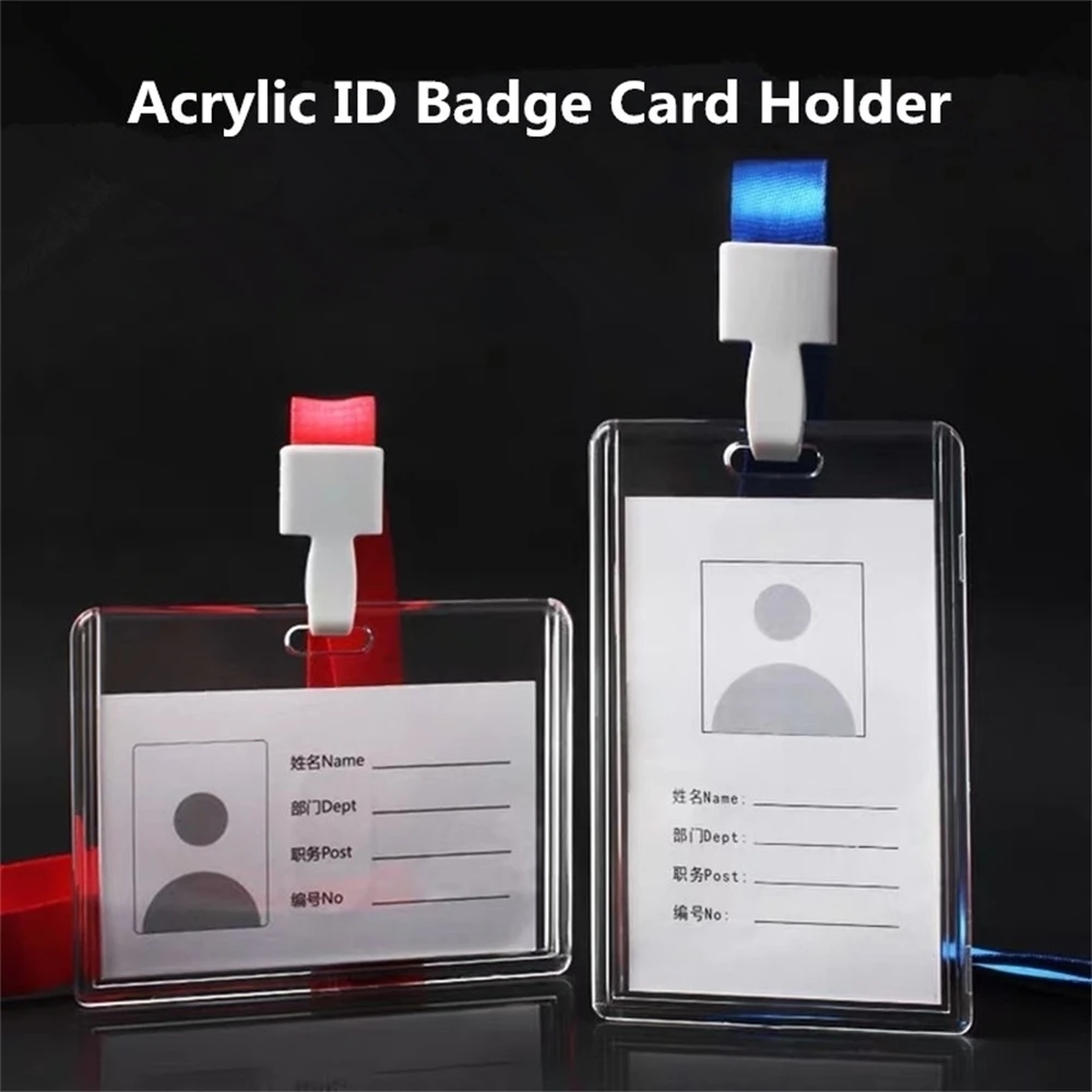 

Heavy Duty Double-sided Clear Acrylic Id Card Badge Holder Name Tag Holder for Student Employee Worker Office Meeting Company